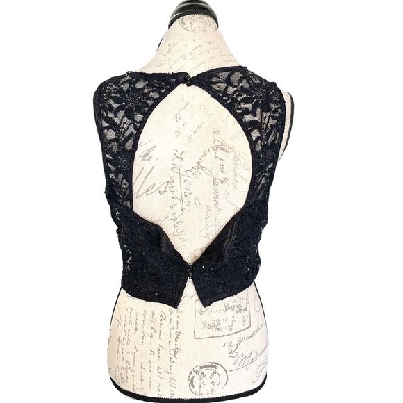 B. Darlin Womens Blouse Crop Top Size 15 Sz 16 Sequined Lace Evening Prom Party - Picture 2 of 13